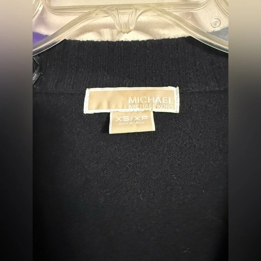 MICHAEL KORS Classic Black Cardigan 100% Cashmere Sweater XS